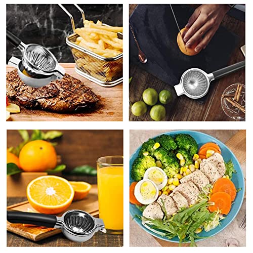 Extra Large Lemon Squeezer Stainless Steel - Easy Squeeze Heavy Duty Manual Lemon Juicer with Non-slip Silicone Handle - Ergonomic Citrus Squeezer & Fruit Juicer for Small Oranges, Limes