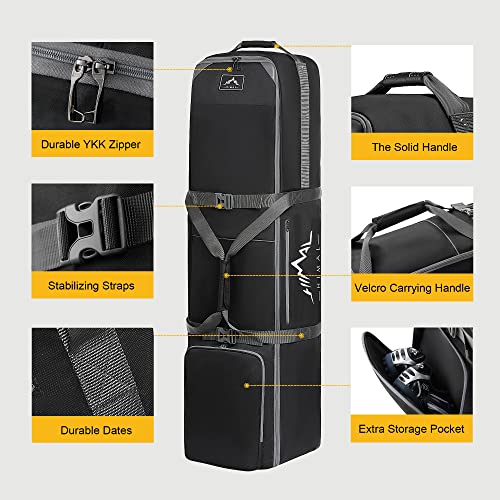 GoHimal Golf Travel Bag with Anti-Impact Support Cover, 900D Heavy Duty Oxford Fabric Golf Travel Case for Airlines with Wheels