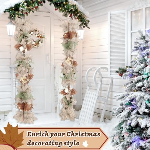 TonJin 1PCS Fall Garland, 6FT/180cm Autumn Maples Leaf Pumpkin Berry Garland Fall Decor Suitable for Thanksgiving Halloween Christmas Mantle Fireplace Farmhouse Harvest Decor