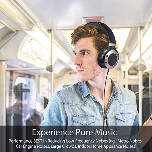 Active Noise Cancelling Headphones with Microphone and Airplane Adapter, Folding and Lightweight Travel Headsets, Hi-Fi Deep Bass Wired Headphones with Carrying Case