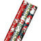 Hallmark Vintage Christmas Wrapping Paper Cut Lines on Reverse (3 Rolls: 120 sq. ft. TTL) Dancing Santas, Classic Snowman, Merry, Jolly, Happy, Peace