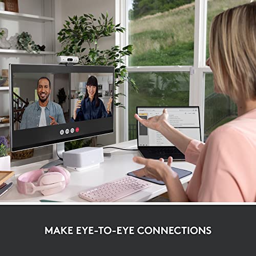 Logitech Brio 500 Full HD Webcam with Auto Light Correction, Show Mode, Dual Noise Reduction Mics, Webcam Privacy Cover, Works with Microsoft Teams, Google Meet, Zoom, USB-C Cable, Streaming - White