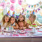 Value Smash Unicorn Party Supplies 24 guests for girls with Birthday Banner, Unicorn Cake Topper, Headband & Sash, Dinning & Dessert plates, Tablecloth, Cups, Forks & Spoons Set, 15 balloons