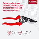 Darlac Professional Left Hand Pruner - Reversed Blade & Left Thumb Action Catch For Left-Handed Use - High Carbon Steel Blade - Rust Resistant - Adjustable Tension - For Heavy Duty & Light Pruning