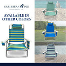 Caribbean Joe Folding Beach Chair, 5 Position Lightweight, Portable Reclining Outdoor Camping Chair with Headrest, Shoulder Strap, and Cup Holder, Bold Stripe