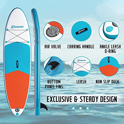 EGGORY SUP Inflatable Stand Up Paddleboard_incl Pump Paddle Leash Carry Bag