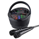 Groov-e Portable Party Karaoke Boombox Machine with CD Player, Bluetooth Wireless Playback, Party Effect Lighting, Mic & Voice Control - 2 Microphones Included - Black