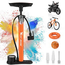 West Biking Bike Pump with Pressure Gauge - Bicycle Air Pump for All Valves - 11 Bar / 160 Psi Bike Floor Pump - Bike Tire Pump for e-Bikes, Mountain Bikes - Bicycle Pump for Presta Valve Adapter