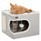 Garnpet Cat Bed for Indoor Cats Cube House, Covered Cat Cave Beds & Furniture with Scratch Pad and Hideaway Tent, Cute Modern Cat Condo for Multi Small Pet Large Kitten Kitty, Grey