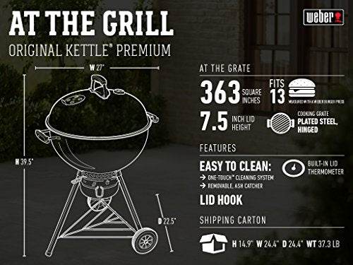 Weber Original Kettle Premium Charcoal Grill, 22-Inch, Copper