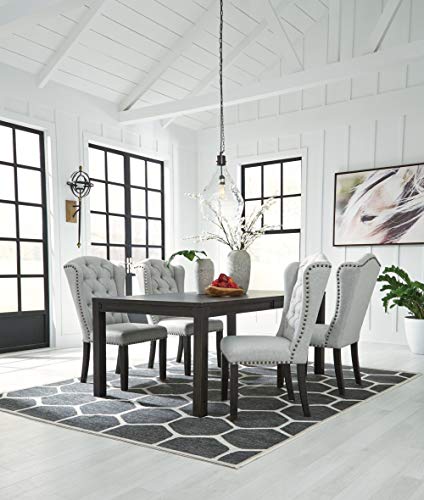 Signature Design by Ashley Jeanette Traditional 20" Tufted Upholstered Wingback Dining Chair, 2 Count, Light Gray