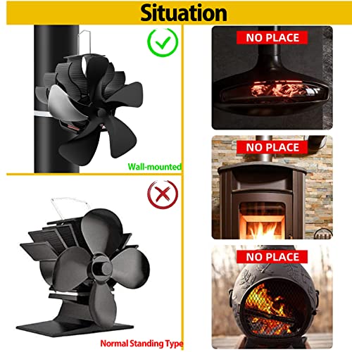 PYBBO Heat Powered Wood Chimneys Stove Fan, Pipe Fireplace Fan, 5 Blades Stove Fan, Silent Operation Motors Winter Cocoon Stove Fan for Wood Burning Stove/Pellet/Log with Magnetic Thermometer