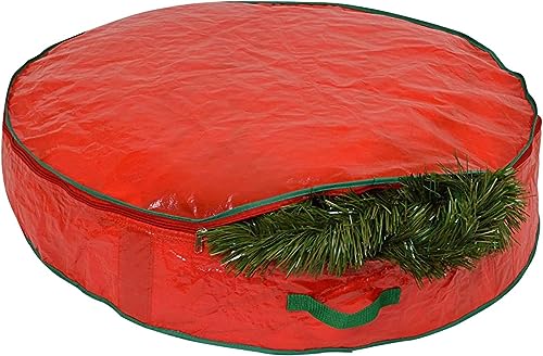 Christmas Wreath Garland Storage Bag - Stores Up To 55cm Artificial wreaths, Durable Waterproof Material Zippered Storage Container with Carry Handles