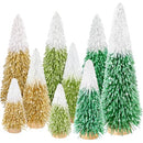 9pcs Mini Christmas Trees Christmas Decor, Artificial Christmas Mini Bottle Brush Trees Tabletop, Christmas Decoration Trees with 4 Size Xmas Holiday Decor (9pcs Green+Dark Green+Golden)