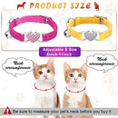 Weewooday 5 Pieces Heart Bling Cat Collar Soft Velvet Kitten Collar with Safety Bell and Love Heart Rhinestone Breakaway Buckle Adjustable for Kitty and Puppy (Black, Red, Blue, Pink, Yellow)