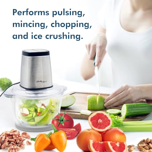 Healthy Choice Large Powerful Food Chopper Electric SS w/ 2L Glass Bowl 300W