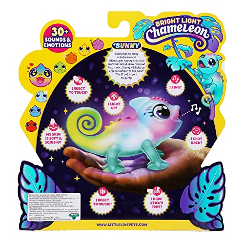 Little Live Pets Sunny The Bright Light Chameleon Interactive Color Change Light Up Toy, 30+ Sounds & Emotions, 26364