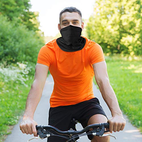 Neck Gaiter Scarf,Dust & Sun UV Protection Summer Face Cover, Lightweight Windproof Bandana Balaclava Headwear for Men Women Cycling Motorcycle Fishing Hiking (Black)