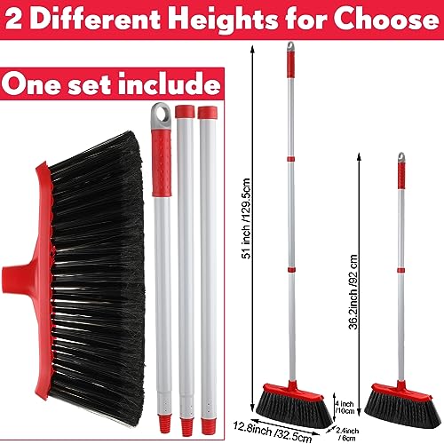 Zopeal Brooms Bulk Angle Broom Heavy Duty Outdoor Indoor Broom with 51 Inch Broomstick Commercial Broom Stiff Bristles Broom for Easy Sweeping for Home Room Kitchen Office Lobby Floor(3 Pack)