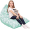 5 STARS UNITED Stuffed Animal Storage Bean Bag - Cover Only - Large Triangle Beanbag Chair for Kids - 150+ Plush Toys Holder - Floor Pillows Organizer for Girls - 100% Cotton Canvas - Mint Roses
