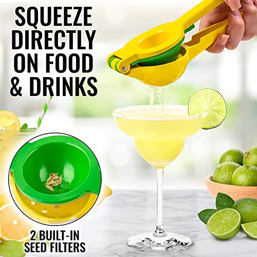 2-In-1 Lemon Lime Squeezer - Hand Juicer Lemon Squeezer Gets Every Last Drop, Lime Juice Press Manual Press for Extracting the Most Juice Possible Cool Fruit Tool for Kitchen Safe No Pulp or Seeds