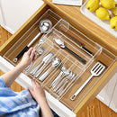 (Clear) - NIUBEE Acrylic Kitchen Drawer Organiser for Flatware and Utensils, Expandable Silverware Organiser and Cutlery Tray for Kitchen, Office,Bathroom Supplies, Clear 50cm