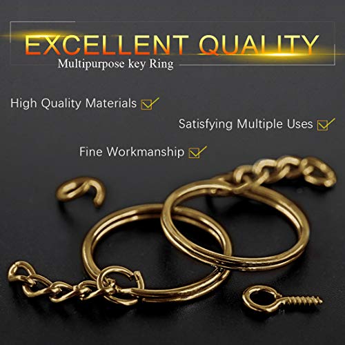 Swpeet 450Pcs Sliver Key Chain Rings Kit, 150Pcs Keychain Rings with Chain and 150Pcs Jump Ring with 150Pcs Screw Eye Pins Bulk for Jewelry Findings Making (Bronze)