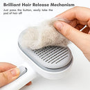 aumuca Cat Brush with Release Button, Cat Grooming Shedding Brush, Self Cleaning Pet Brush - Effectively Removes Loose Undercoat, Slicker Brush for Cats, Cat Comb for Long or Medium Haired Cats(White)