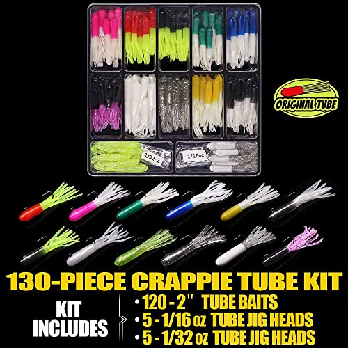 Tube Bait Crappie Lures Tube Jigs Heads Panfish Kit Crappie Bait Fishing  Lure Gear Small Soft Plastic Worm Baits for Freshwater Pan Fish Trout  Tackle Set Bluegill 130 Piece Kits 120 Bodies 10 Jigheads