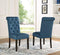 Roundhill Furniture Aneta Solid Wood Tufted Parsons Dining Chairs, Set of 2, Blue