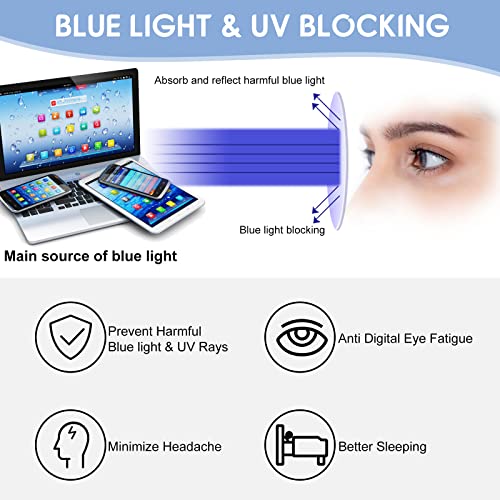 KONHAGO Blue Light Blocking Reading Glasses for Men, Half Frame Metal Readers Spring Hinge Eyeglasses Anti Eyestrain/Glare/UV