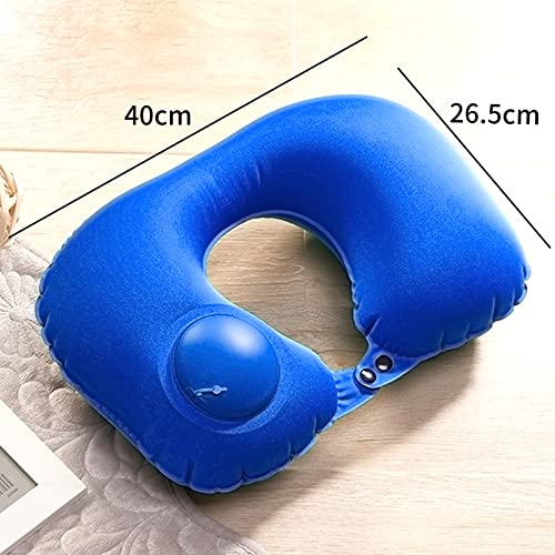 Inflatable Travel Neck Pillow for Airplane Portable U Shaped Neck Support Sleeping Travel Pillow, Blow Up Pillow by Press to Inflate for Trave,Office,Car and Train