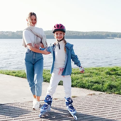 Adjustable Roller Blades, Inline Skates for Girls Kids, Light Up Adult Roller Blades Skates for Boys Girls Children Teens Women Outdoor Indoor (Sky Blue Camo, Medium - Big Kids (1-4 US))