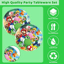 Super Mario Birthday Party Decorations, Mario Party Supplies Include Plates Napkins and Cups Tablecloth Boys Kids Mario Party Tableware Set 20 Guests