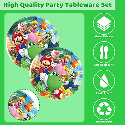 Super Mario Birthday Party Decorations, Mario Party Supplies Include Plates Napkins and Cups Tablecloth Boys Kids Mario Party Tableware Set 20 Guests