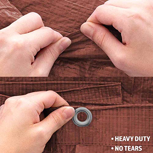 (8 Feet x 10 Feet) Waterproof Lightweight Brown Multipurpose Poly Tarp - Woven Polyethylene