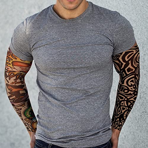 Tattoo Sleeves, 6Pcs Stretchy Nylon Arm Sleeves Fake Tattoos Sleeves to Cover Arms Sun Protection Sleeves Costume Tattoo Sleeve Covers Tattoo Cover Up Sleeve Temporary Tattoo Sleeves for Men & Women