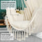Y-STOP Hammock Chair Hanging Rope Swing, Max 330 Lbs, 2 Cushions Included, Large Macrame Hanging Chair with Pocket, Quality Cotton Weave for Superior Comfort, Durability, Beige