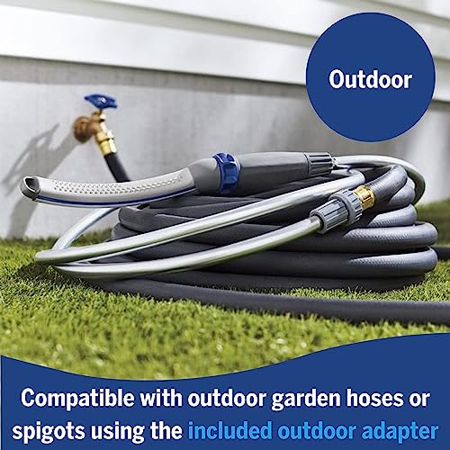 Waterpik Pet Wand Pro Dog Shower Attachment for Fast and Easy Dog Bathing and Cleaning, Indoor and Outdoor Sprayer Includes 8-Foot Flex Hose, Blue/Grey, PPR-252E