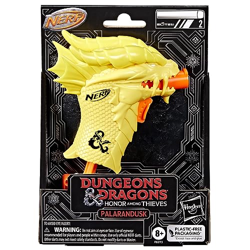 NERF MicroShots Dungeons & Dragons Palarandusk Blaster, 2 Elite 2.0 Darts, Kids Outdoor Games, D&D Blaster Toys for Ages 8 and Up