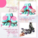 Wettarn 8 Pieces Roller Skate Sets Including 2 Pieces Fluffy Tie-on Roller Skate Pom Poms 2 Pieces Toe Cap Guards 2 Pieces Pink Shoelaces 2 All-in-one Skate Tools for Roller Skating