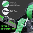 66FIT Boat Winches for Trailers, 3500lbs Heavy Duty Hardened Steel Boat Trailer Winch with 33FT Green Strap, 2-Way Ratchet 4:1/8:1 Gear Portable Hand Winch for Trailers Trucks ATVs Boat