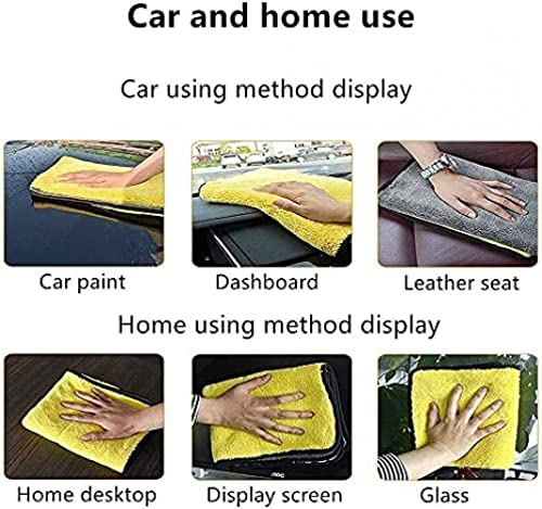 5 PCS Car Professional Cleaning Cloths,Double Layer Super Thick Microfiber Cleaning Cloth for Car Wash Buffing Wax Polishing and Drying- Multipurpose Household Cleaning and Car Washing Premium Towels