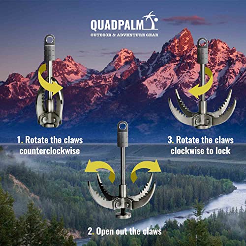 Grappling Hook, 4-Claw Foldable Grapple Hook, Large Stainless Steel Climbing  Hook for Outdoor Survival, Camping, Hiking, Tree & Mountain Climbing 