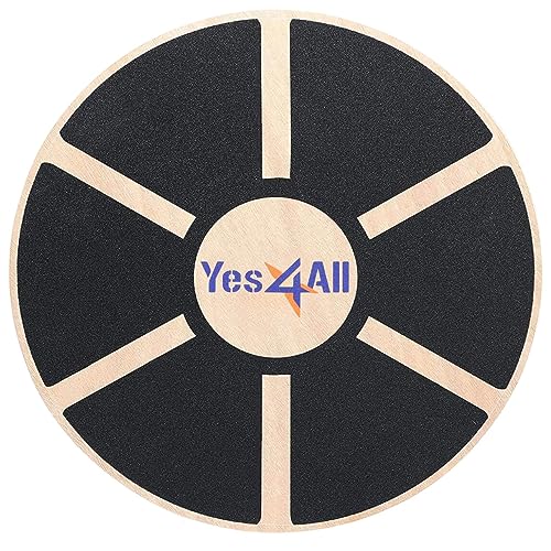 Yes4All Wooden Wobble Balance Board - Wobble Board for Physical Therapy, Balance Board for Standing Desk, Core Training, Exercise Balance Stability Trainer (Black)