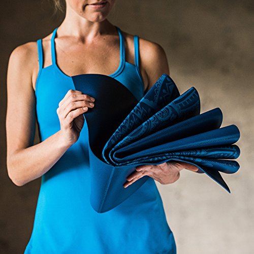 Gaiam Yoga Mat Folding Travel Fitness & Exercise Mat  Foldable Yoga Mat  for All Types of Yoga, Pilates & Floor Workouts, Blue Sundial, 2mm 