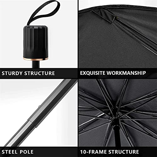 Car Windshield Sun Shade Umbrella, Foldable Car Sun Umbrella for Windshield Sun Protection Umbrella Front Sunscreen Visor Block UV Fits Most Vehicle Models (135x80cm)