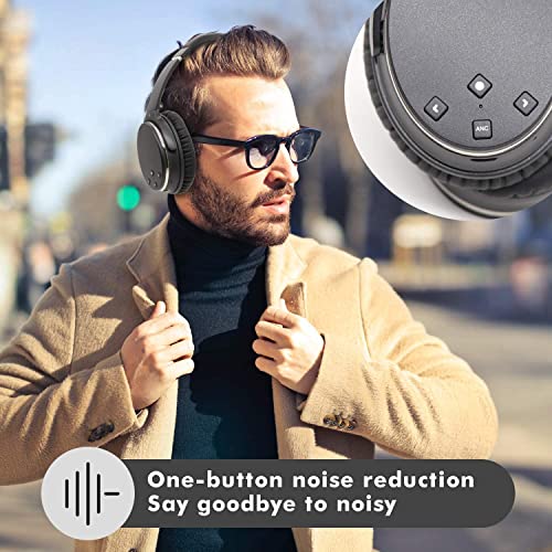 Srhythm NC35 Noise Cancelling Headphones, Bluetooth 5.3 Wireless Headphones, Fast Charge Over-Ear Lightweight Headset with Microphones,Mega Bass 50+ Hours’ Playtime