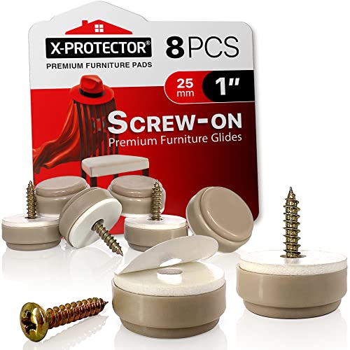 Chair Glides X-PROTECTOR – 25 mm Furniture Glides 8 pcs – Best Screw-On Furniture Sliders – Premium Chair Leg Floor Protectors – Slide Effortlessly with Chair Leg Pads That Protect Your Floor!