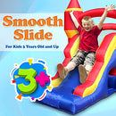 SereneLife Inflatable Bounce House Castle Bouncer - In/Outdoor Portable Jumping Bounce Castle w/Slide, Safety Net - Kids Castle Party Bounce House - Ocean Balls, Air Pump, Carry Bag -SLIB970